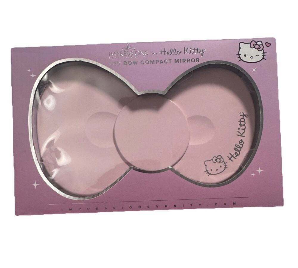 Hello Kitty LED Bow Compact Mirror Pink USB Rechargeable Impressions Vanity